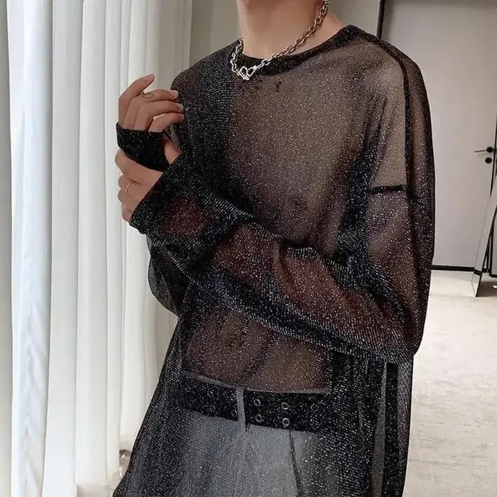 T-Shirt en Maille Transparente pour Homme