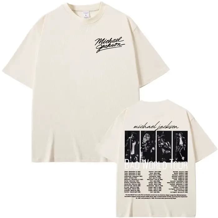 T-shirt King of Pop Michael Jackson Bad World Tour pour hommes et femmes, décontracté, en coton de h