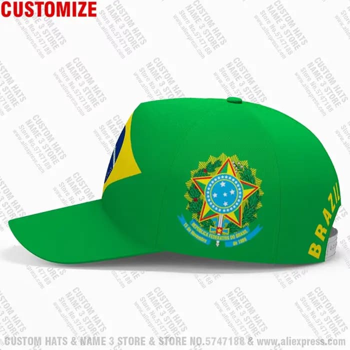 Brésil casquette de baseball gratuit 3d sur mesure nom numéro équipe logo Br br bricolage chapeau soutien-gorge pays