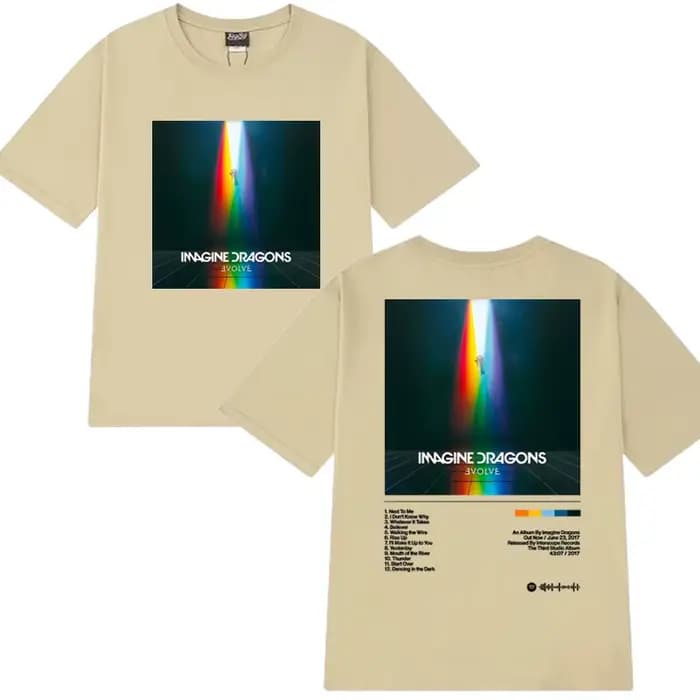 Imagine Dragons Evolve Album Double face impression t-shirt hommes femmes vintage Hip Hop streetwear unisexe coton à manches courtes T-shirts