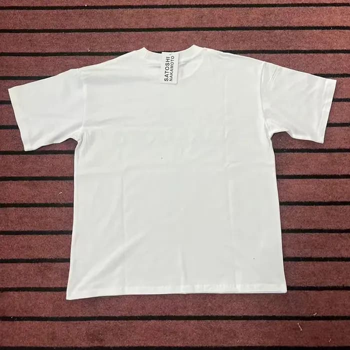 T-shirt noir et blanc avec logo Satoshi Nakamoto pour hommes et femmes