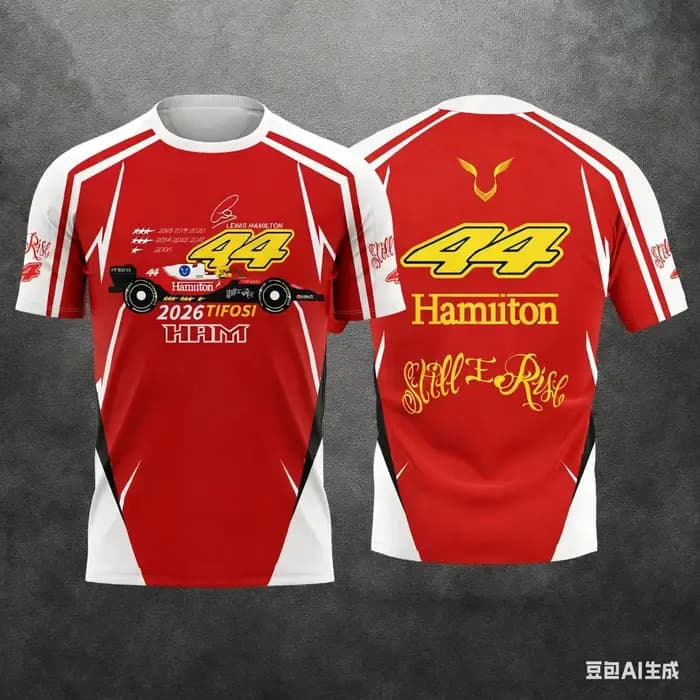 Nouveau T-shirt imprimé 3D Lewis Hamilton 44 2026 – Haut d'entraînement unisexe décontracté à manches courtes pour l'été