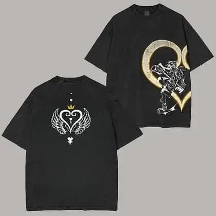 T-shirt délavé Kingdom Hearts, nouveau modèle 2026, vêtement de style personnalisé, collection toute