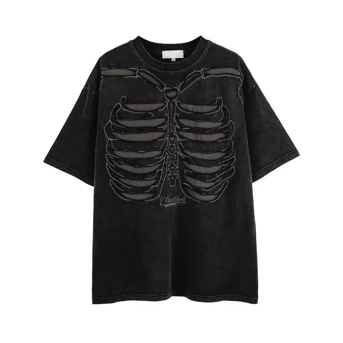 T-Shirt à Manches Courtes pour Homme, Décontracté, Délavé, Vintage, Hip Hop, Punk, 2024