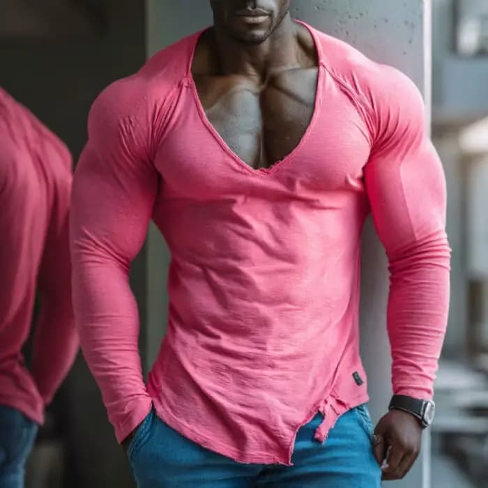 T-shirt de sport pour homme à col en V