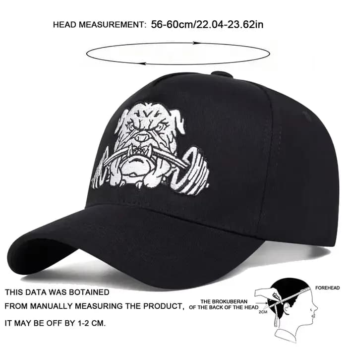 Casquette de Baseball unisexe avec haltères bouledogue brodés