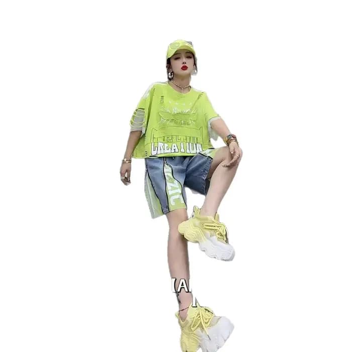 T-shirt Oversize Femme Vintage Orange Effet Vieilli Imprimé Lettres – Nouvelle Collection Été 2026 Streetwear Graphique Déchiré Ample