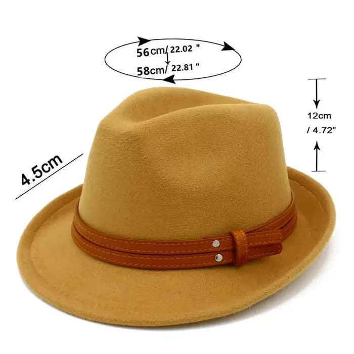 Fedora chapeaux Cowboy chapeau laine casquettes Trilby cuir ceinture Fedoras