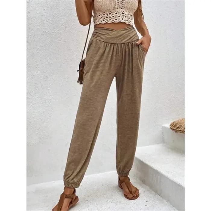 Nouveau Vêtements européens américains pantalons de maison avec tempérament décontracté poches amples taille haute Leggings pantalon pour les femmes