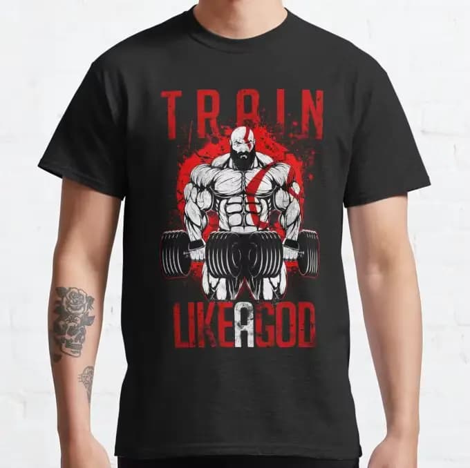 T-shirt God of War Train Like A God Gym pour hommes et femmes, vêtements d'été en pur coton, T-shirt