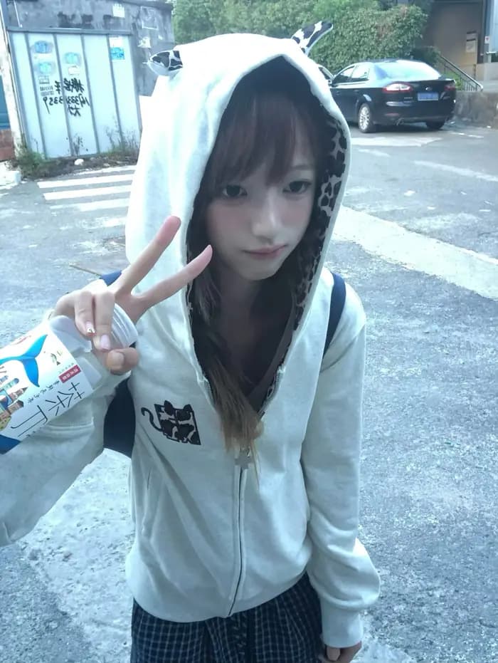 Veste à capuche Karrram style Y2K japonais, imprimé chiot, style années 2000, vêtement d'extérieur v