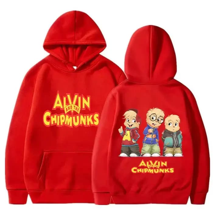 Sweat à capuche de dessin animé doux et confortable Alvin et les Chipmunks vert rouge bleu marine