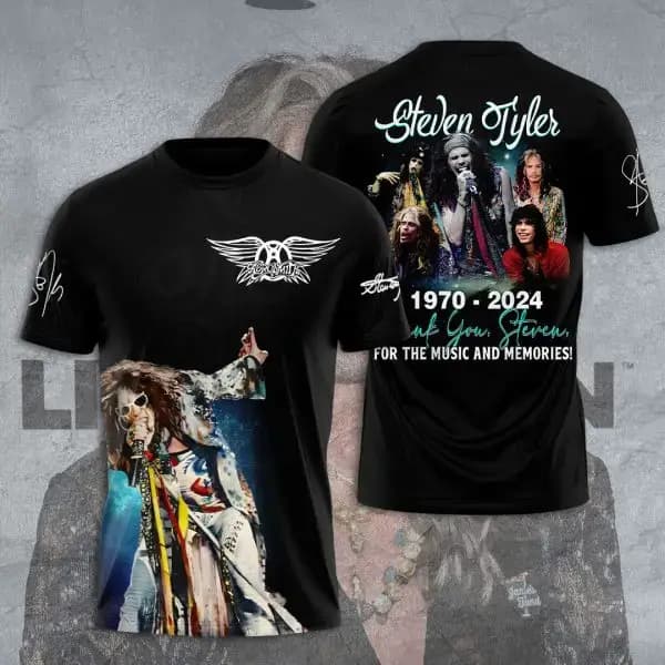 T-shirts imprimés en 3D de la groupe rock Aerosmith