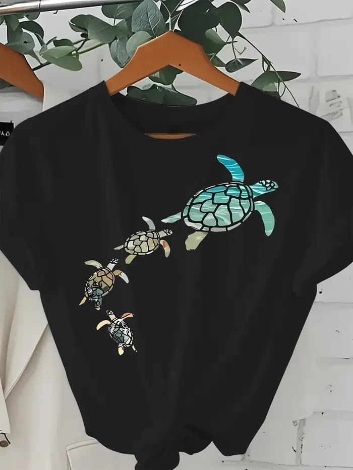 T-Shirt décontracté à manches courtes pour femmes, coupe ample, col rond, avec imprimé graphique de