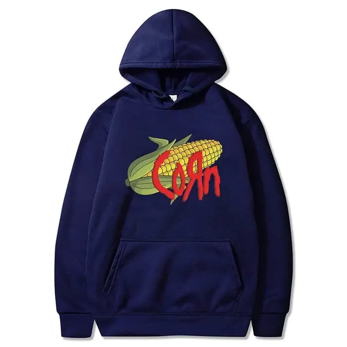 Korn maïs drôle Meme graphique à capuche hommes femmes Vintage gothique Rock sweat homme décontracté polaire coton