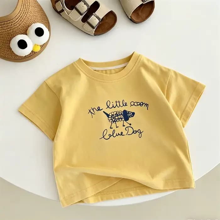T-shirt imprimé dessin animé à manches courtes en pur coton