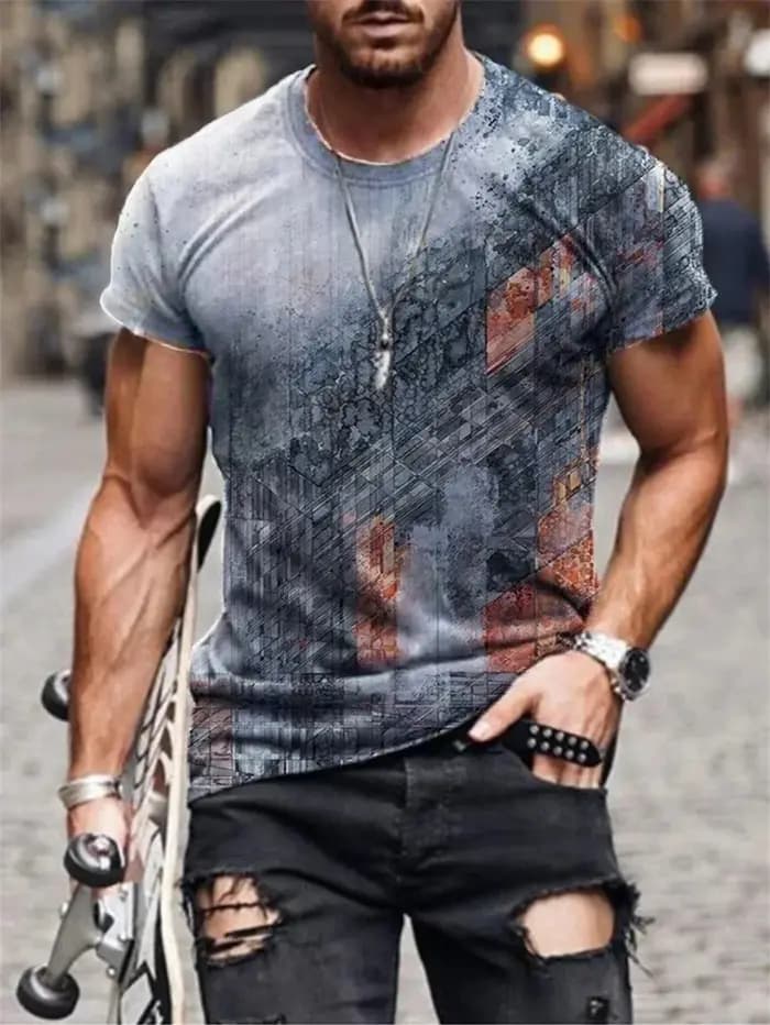 T-shirt imprimé 3D vintage pour hommes, col rond, Cool, surdimensionné, Muscle Streetwear, vêtements d'été, vente chaude, nouveau