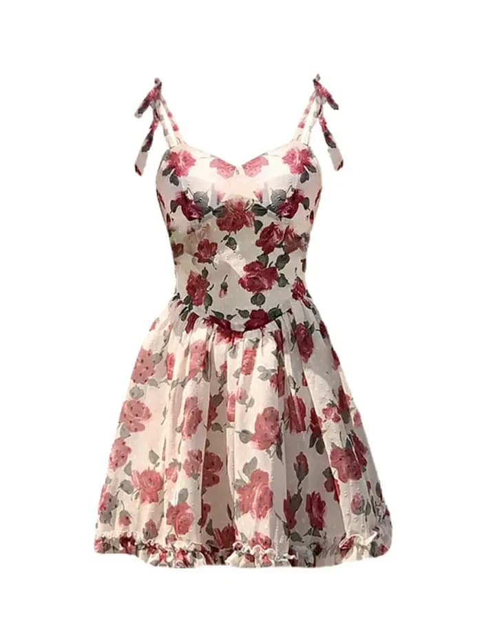 Mini Robes Femmes Vêtements Floral fibrHotsweet Temper Personnalité Été Harajuku S-3XL ChimSlim VestiEsthétique Éducative