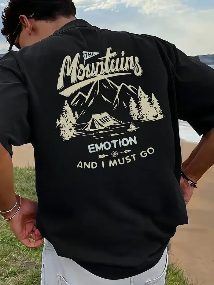 T-shirt pour homme de style rétro pour le camping en montagne