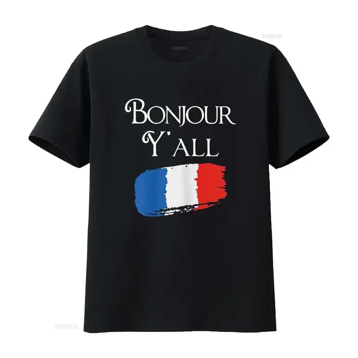 Bonjour Y tout drôle drapeau français t-shirt France amant vintage lavé homme mode décontracté élégant respirant unisexe polyvalent
