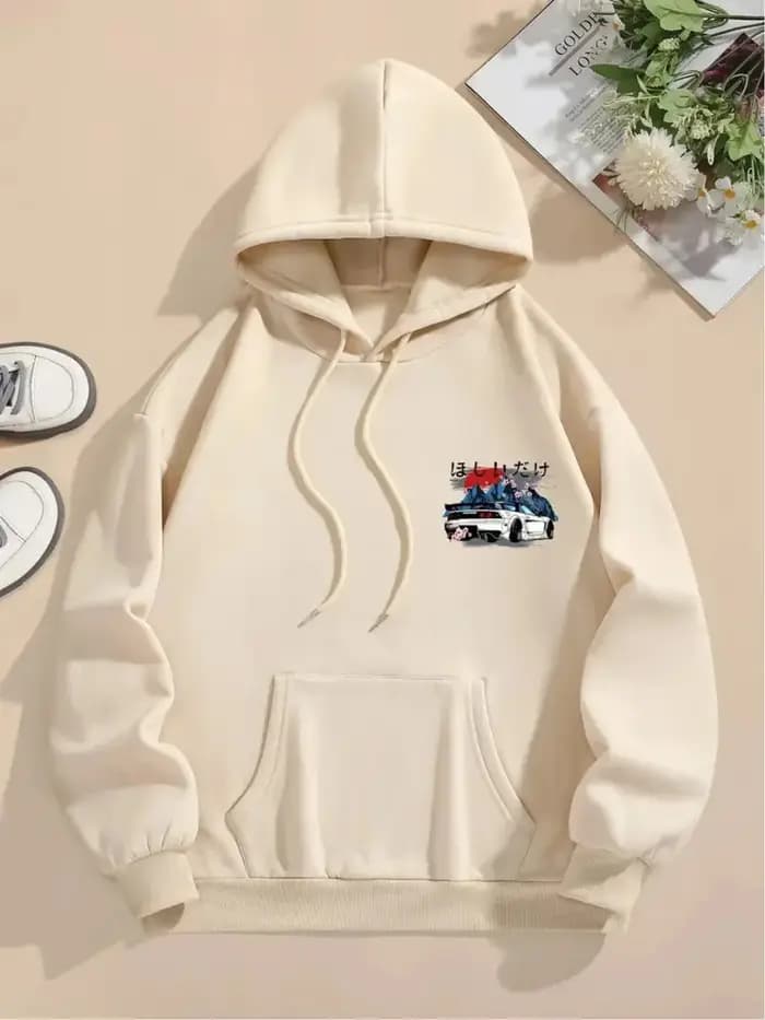 Nouveau sweat-shirt à capuche imprimé style streetwear japonais, confortable et polyvalent, unisexe, parfait pour les cadeaux de vacances