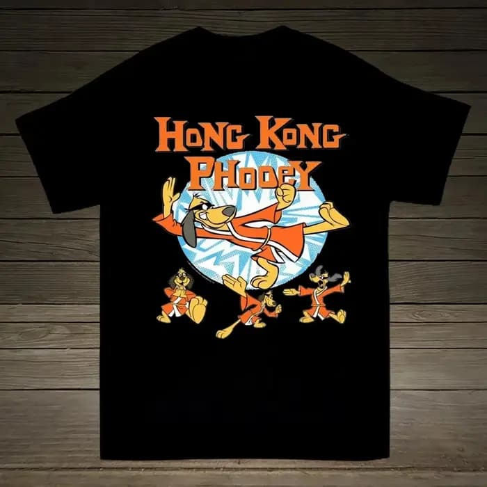Chemise Vintage T-shirt graphique Vtg HulVtg 1970s Classic Hong Kong Phooey noir unisexe