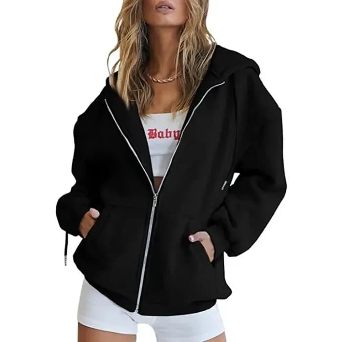 Sweat à capuche à fermeture éclair pour femmes