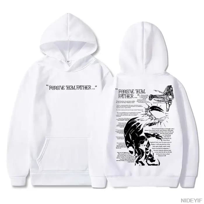 Christian Jesus Merch Forgive Them Father Bible Verse Hoodie Hommes Femmes Pull Hiphop Streetwear Casual Sweatshirt Tops CJ2