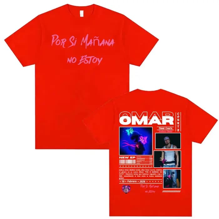 T-shirt graphique Omar Courtz Por Si Manana No Estoy 2026 Tour, mode masculine, style Harajuku rétro