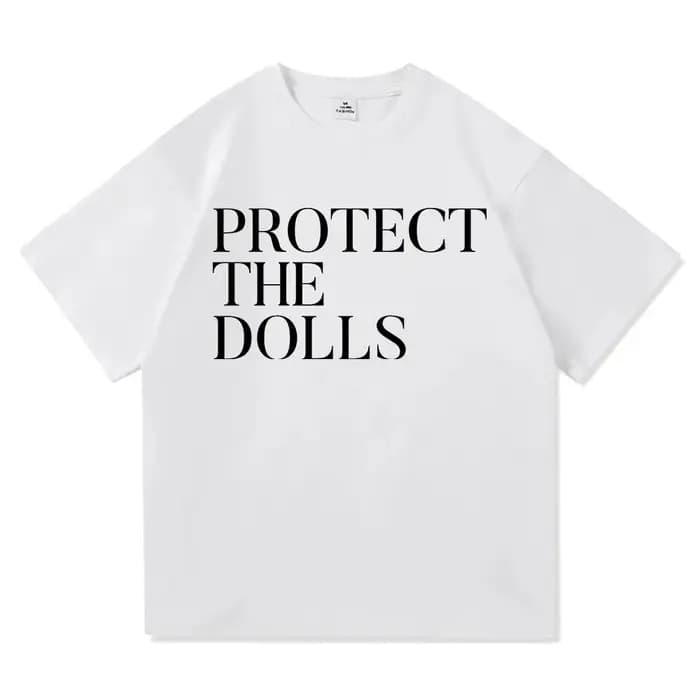 T-shirt unisexe en coton à imprimé graphique 'Protect The Dolls' style Harajuku, décontracté, pour l