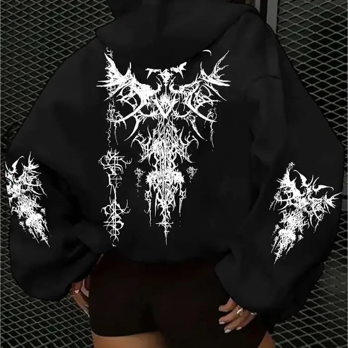 Sweat à capuche gothique américain pour femme pour l'automne et l'hiver