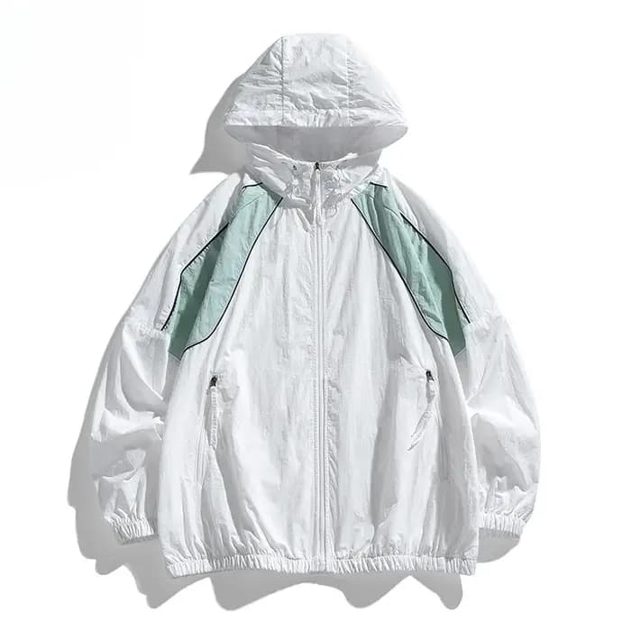 Veste coupe-vent imperméable Harajuku unisexe, veste à capuche de protection solaire d'été, vêtement