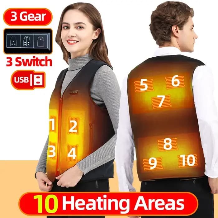 Gilet chauffant 10 zones pour hommes et femmes