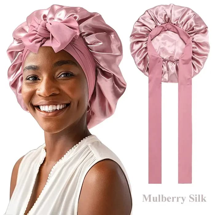 Bonnet de couchage en soie de mûrier 100% pour femmes