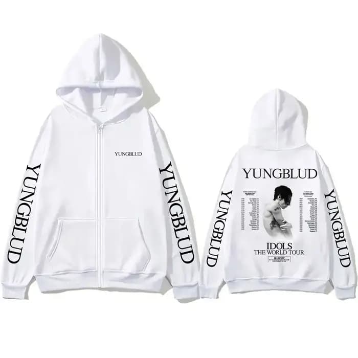 Yungblud IDOLS The World Tour 2025 sweat à capuche avec fermeture éclair Fans cadeau hommes femmes Hip Hop sweat à capuche zippé mâle surdimensionné veste polaire décontractée