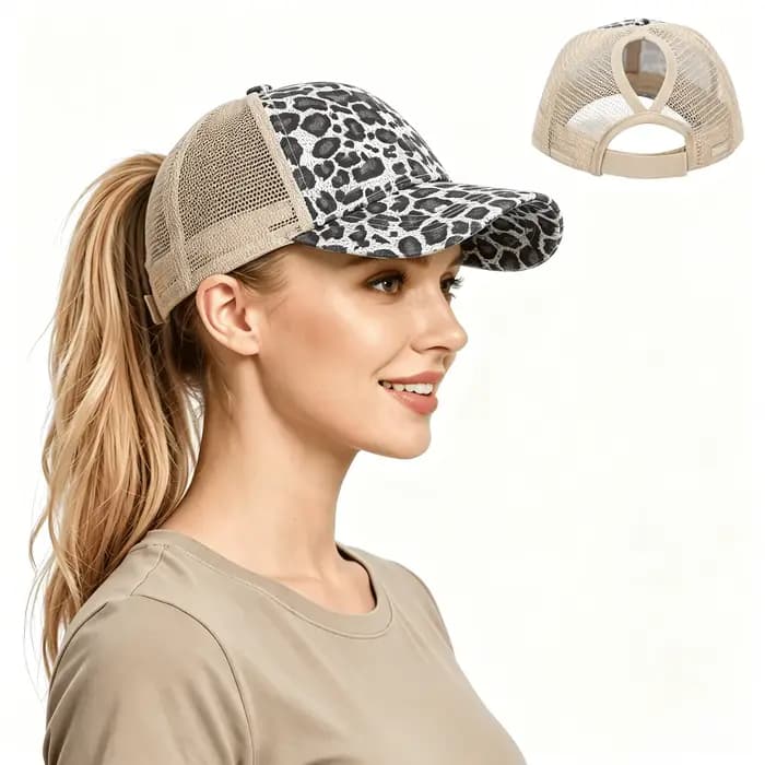 Casquette de baseball réglable à motif léopard