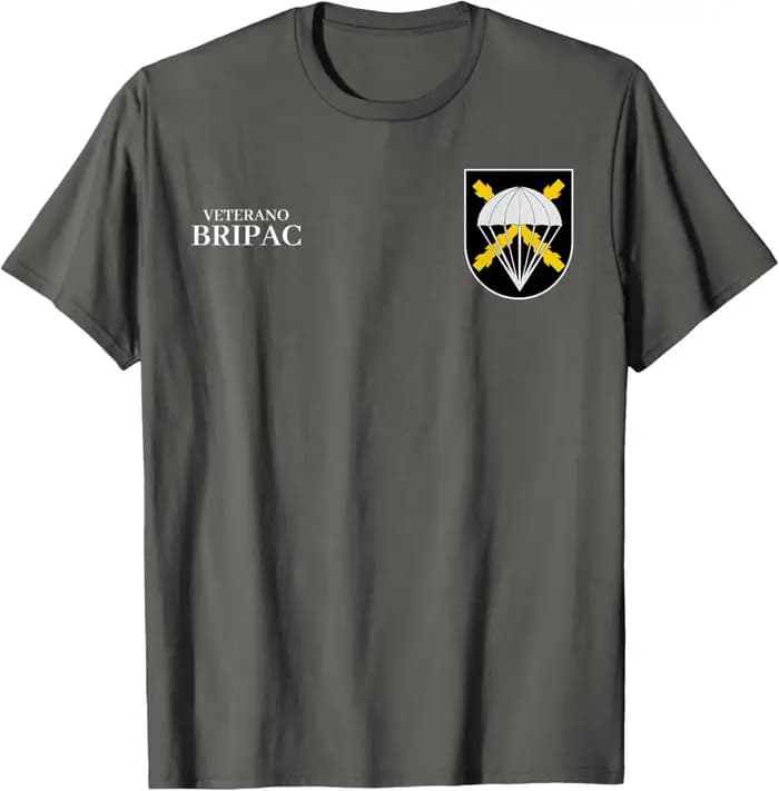 BRIPAC Veterano Ejército Español Paraca T-Shirt Manches Courtes Décontracté 100% Coton Chemise