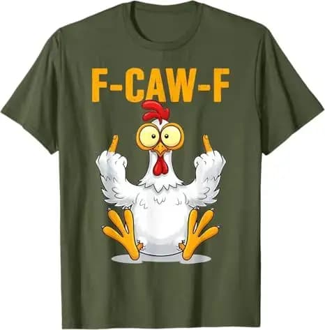F-Caw-F Funny Chicken Humor Quote Rooster Meme T-Shirt Y2k Humorous Cool Design Saying Tee Farmer Novelty Gift Streetwear Outfit