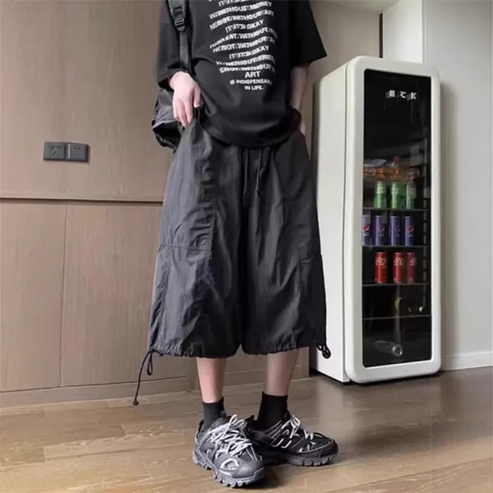 Shorts larges fonctionnels américains pour hommes, en soie glacée à séchage rapide, collection été 2026, modèle Dark Seven-point
