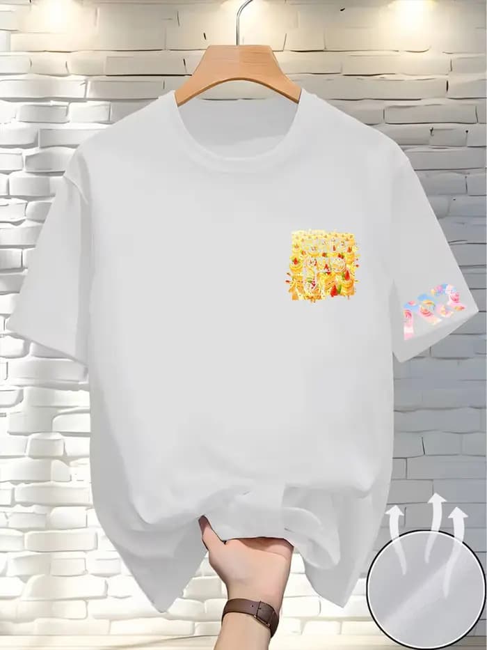 T-shirt décontracté à col ras du cou pour hommes/femmes, imprimé renard et léopard, tendance Y2K, haut de gamme, haute qualité, pour le sport et le fitness