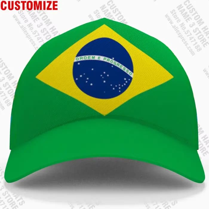 Brésil casquette de baseball gratuit 3d sur mesure nom numéro équipe logo Br br bricolage chapeau soutien-gorge pays