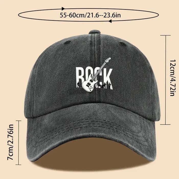 Casquette de baseball à imprimé guitare électrique thème rock