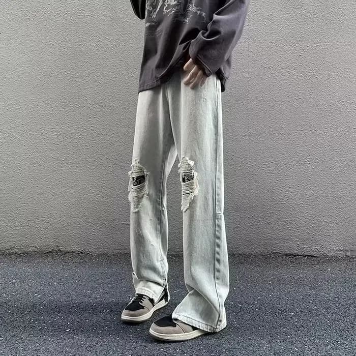Nouveau Jean Droit Déchiré Tendance Printemps-Automne