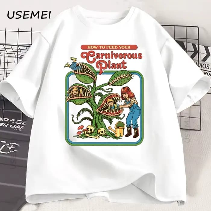 Plante carnivore imprimé T-Shirts hommes respirant coton à manches courtes t-shirt été ample décontracté mâle