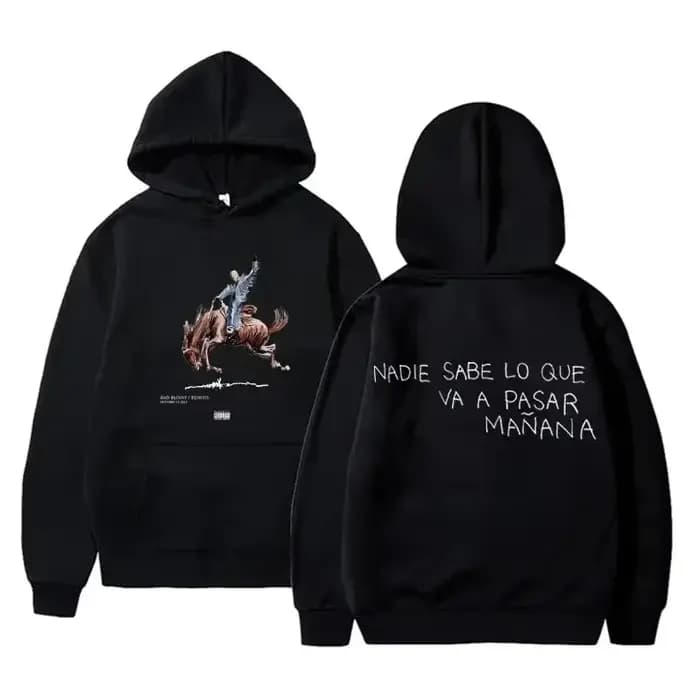 Hommes femme polaire surdimensionné sweats à capuche Hip Hop rappeur Bad Bunny Nadie Sabe Lo Que Va A Pasar Mañana sweat à capuche homme sweats à capuche