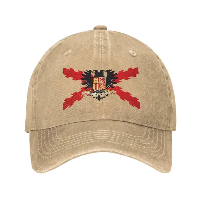 Casquette de baseball bordeaux à croix du drapeau espagnol
