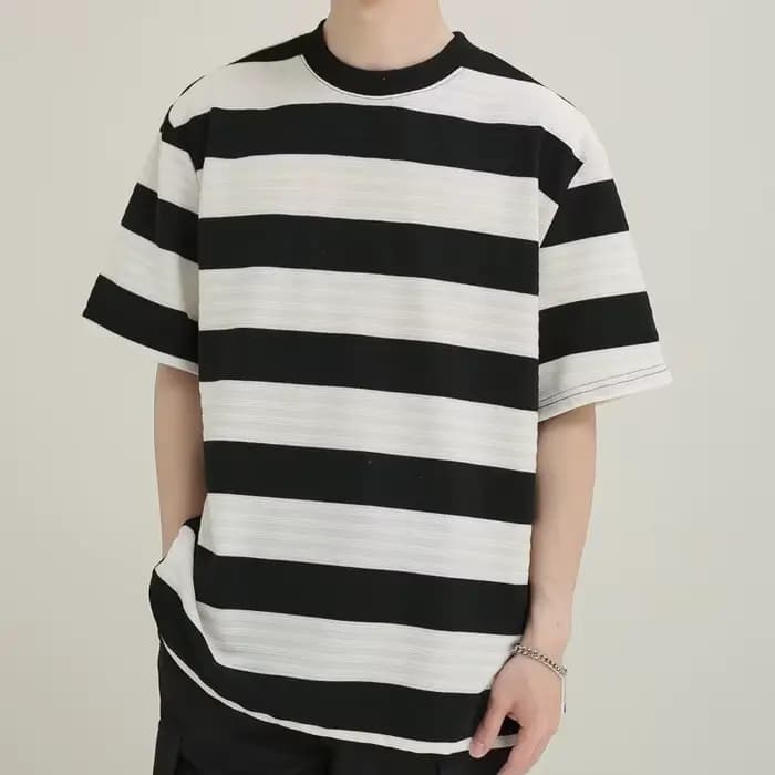 T-shirts rayés style preppy d'été pour hommes