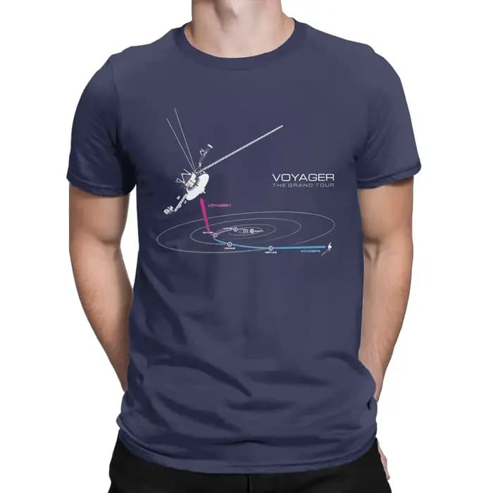 VOYAGER-T-shirt manches courtes col rond homme, humoristique, 100% coton, The Grand Tour Space, Inte