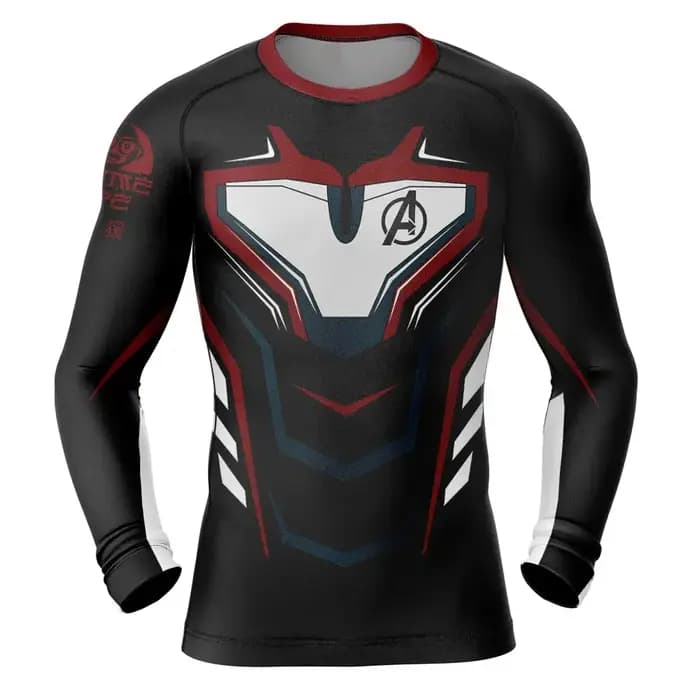 T-shirt de compression à manches longues avec logo Daredevil DD, imprimé musculaire, séchage rapide,
