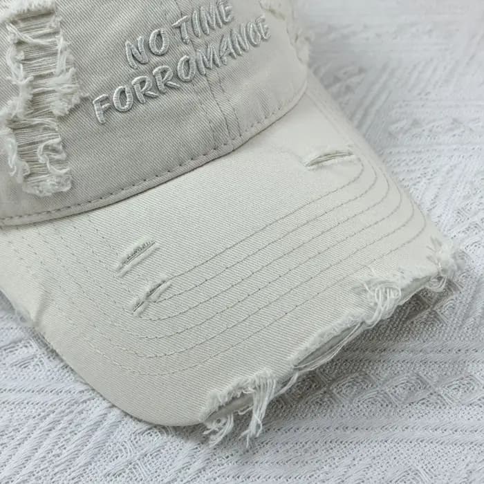 Casquette de baseball réglable pour unisexe No Time to Romatic lettre trous brodés